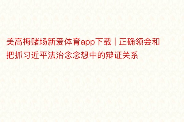 美高梅赌场新爱体育app下载 | 正确领会和把抓习近平法治念念想中的辩证关系